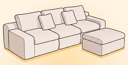 Haven — L-shape Lounger - Freestanding Ottoman